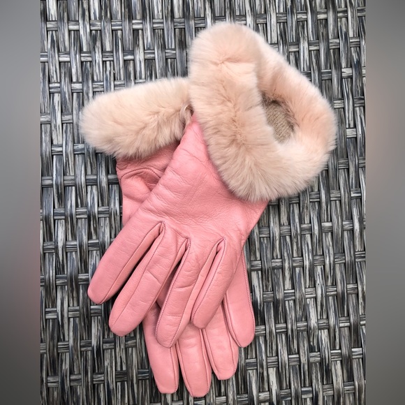 Rabbit Fur Cuff Leather Gloves from Lab SRL NEW - Picture 1 of 2